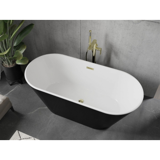 Mexen FLAVIA vaňa voľne stojaca 160x80x58 cm, biela a čierna, zlatý prepad 54031608075-G