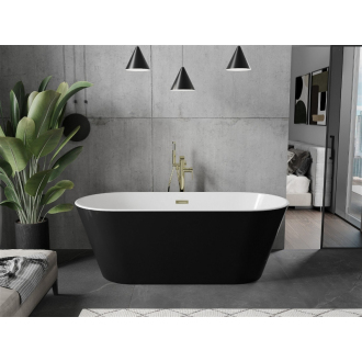Mexen FLAVIA vaňa voľne stojaca 170x80x58 cm, biela a čierna, zlatý prepad 54031708075-G