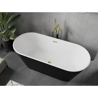 Mexen FLAVIA vaňa voľne stojaca 170x80x58 cm, biela a čierna, zlatý prepad 54031708075-G