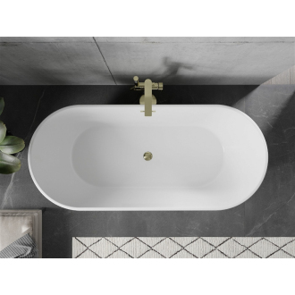 Mexen FLAVIA vaňa voľne stojaca 170x80x58 cm, biela a čierna, zlatý prepad 54031708075-G