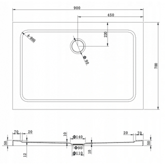 Mexen Lima skladací sprchovací kút 70 x 90 cm, transparentný, chróm + plochá sprchová vanička - 856-070-090-01-00-4010