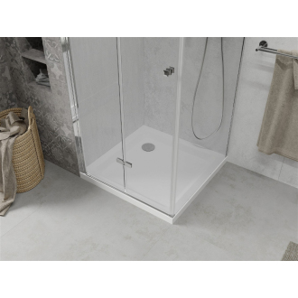 Mexen Lima skladací sprchovací kút 80 x 80 cm, transparentný, chróm + plochá sprchová vanička - 856-080-080-01-00-4010