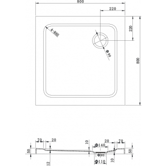 Mexen Lima skladací sprchovací kút 80 x 80 cm, transparentný, chróm + plochá sprchová vanička - 856-080-080-01-00-4010