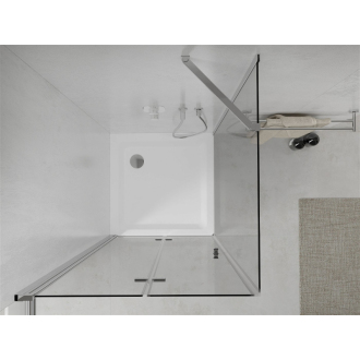 Mexen Lima skladací sprchovací kút 90 x 90 cm, transparentný, chróm + plochá sprchová vanička - 856-090-090-01-00-4010