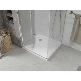 Mexen Lima skladací sprchovací kút 90 x 90 cm, transparentný, chróm + plochá sprchová vanička - 856-090-090-01-00-4010