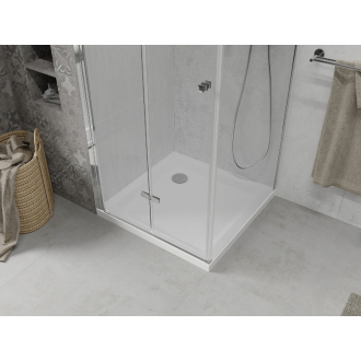Mexen Lima skladací sprchovací kút 90 x 90 cm, transparentný, chróm + plochá sprchová vanička - 856-090-090-01-00-4010