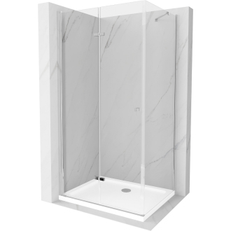 Mexen Lima skladací sprchovací kút 100 x 70 cm, transparentný, chróm + plochá sprchová vanička - 856-100-070-01-00-4010