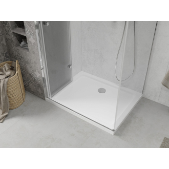Mexen Lima skladací sprchovací kút 100 x 70 cm, transparentný, chróm + plochá sprchová vanička - 856-100-070-01-00-4010
