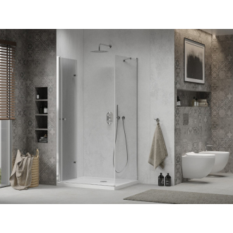 Mexen Lima skladací sprchovací kút 100 x 70 cm, transparentný, chróm + plochá sprchová vanička - 856-100-070-01-00-4010