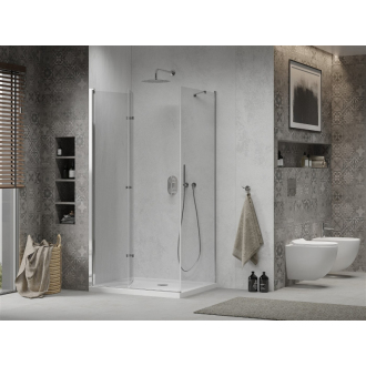 Mexen Lima skladací sprchovací kút 100 x 70 cm, transparentný, chróm + plochá sprchová vanička - 856-100-070-01-00-4010