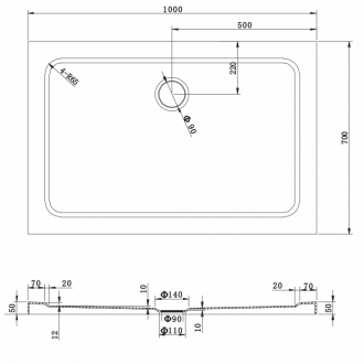 Mexen Lima skladací sprchovací kút 100 x 70 cm, transparentný, chróm + plochá sprchová vanička - 856-100-070-01-00-4010