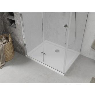 Mexen Lima skladací sprchovací kút 100 x 80 cm, transparentný, chróm + plochá sprchová vanička - 856-100-080-01-00-4010
