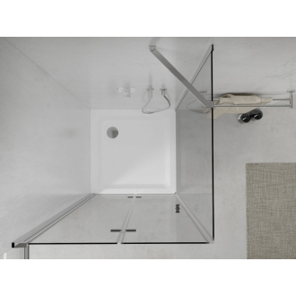 Mexen Lima skladací sprchovací kút 100 x 100 cm, transparentný, chróm + plochá sprchová vanička - 856-100-100-01-00-4010
