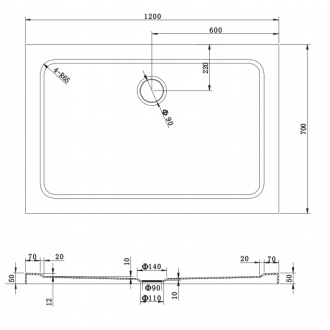 Mexen Lima skladací sprchovací kút 120 x 70 cm, transparentný, chróm + plochá sprchová vanička - 856-120-070-01-00-4010