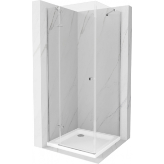 Mexen Roma sklopná sprchová kabína 80 x 80 cm, transparentná, chróm + plochá sprchová vanička - 854-080-080-01-00-4010