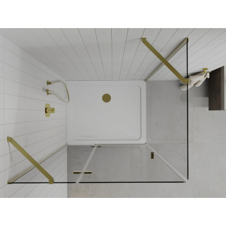 Mexen Roma sklopná sprchová kabína 70 x 80 cm, priehľadná, zlatá + plochá sprchová vanička - 854-070-080-50-00-4010