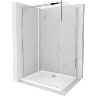 Mexen Omega výsuvná sprchová kabína 130 x 100 cm, transparentná, chróm + plochá sprchová vanička - 825-130-100-01-00-4010