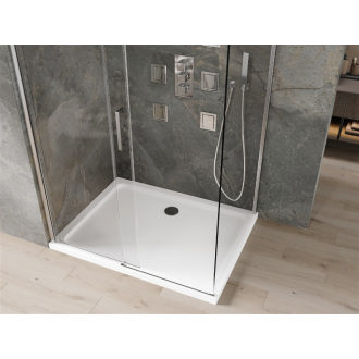 Mexen Omega výsuvná sprchová kabína 130 x 100 cm, transparentná, chróm + plochá sprchová vanička - 825-130-100-01-00-4010