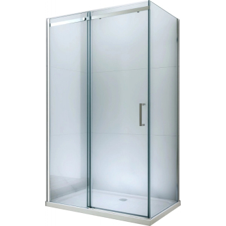 Mexen Omega výsuvná sprchová kabína 140 x 70 cm, transparentná, chróm + plochá sprchová vanička - 825-140-070-01-00-4010