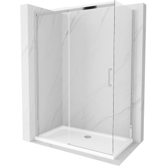 Mexen Omega výsuvná sprchová kabína 140 x 70 cm, transparentná, chróm + plochá sprchová vanička - 825-140-070-01-00-4010