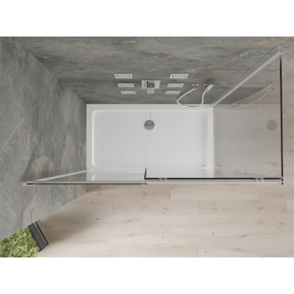 Mexen Omega výsuvná sprchová kabína 140 x 70 cm, transparentná, chróm + plochá sprchová vanička - 825-140-070-01-00-4010