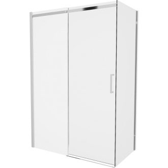 Mexen Omega výsuvná sprchová kabína 140 x 70 cm, transparentná, chróm + plochá sprchová vanička - 825-140-070-01-00-4010