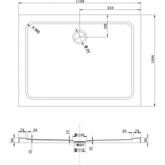 Mexen Omega výsuvná sprchová kabína 110 x 100 cm, priehľadná, zlatá + plochá sprchová vanička - 825-110-100-50-00-4010