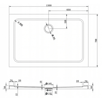 Mexen Omega výsuvná sprchová kabína 130 x 80 cm, priehľadná, zlatá + plochá sprchová vanička - 825-130-080-50-00-4010