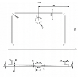 Mexen Omega výsuvná sprchová kabína 140 x 70 cm, priehľadná, zlatá + plochá sprchová vanička - 825-140-070-50-00-4010