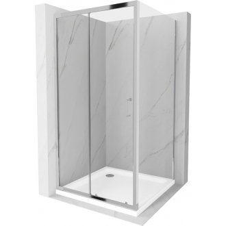 Mexen Apia výsuvná sprchová kabína 100 x 100 cm, transparentná, chróm + plochá sprchová vanička - 840-100-100-01-00-4010