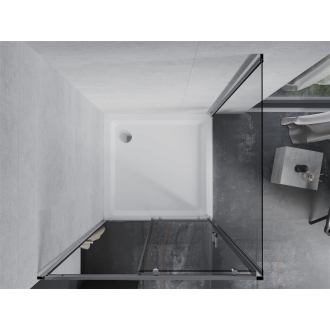 Mexen Apia výsuvná sprchová kabína 100 x 100 cm, transparentná, chróm + plochá sprchová vanička - 840-100-100-01-00-4010