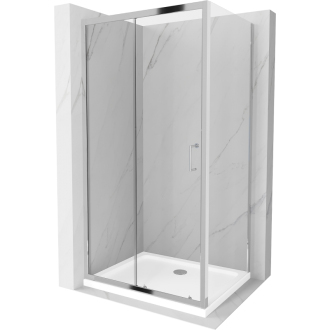 Mexen Apia výsuvná sprchová kabína 110 x 100 cm, transparentná, chróm + plochá sprchová vanička - 840-110-100-01-00-4010
