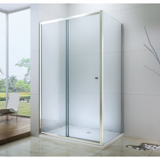 Mexen Apia výsuvná sprchová kabína 110 x 100 cm, transparentná, chróm + plochá sprchová vanička - 840-110-100-01-00-4010