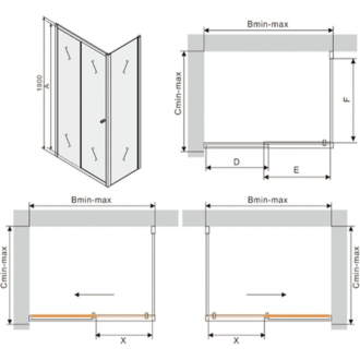 Mexen Apia výsuvná sprchová kabína 140 x 100 cm, banner/pruhy, chróm + plochá sprchová vanička - 840-140-100-01-20-4010
