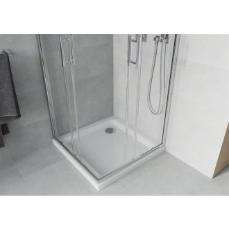 Mexen Rio štvorcová sprchová kabína 70 x 70 cm, transparentná, chróm + plochá sprchová vanička - 860-070-070-01-00-4010