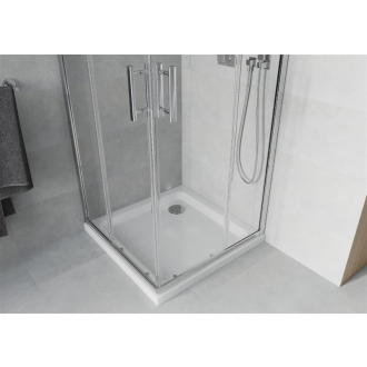 Mexen Rio štvorcová sprchová kabína 70 x 70 cm, transparentná, chróm + plochá sprchová vanička - 860-070-070-01-00-4010