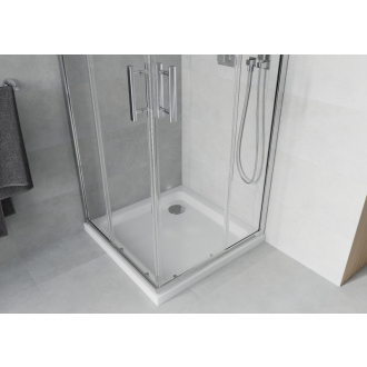 Mexen Rio štvorcová sprchová kabína 80 x 80 cm, transparentná, chróm + plochá sprchová vanička - 860-080-080-01-00-4010