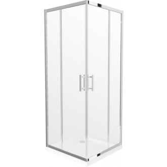 Mexen Rio štvorcová sprchová kabína 90 x 90 cm, transparentná, chróm + plochá sprchová vanička - 860-090-090-01-00-4010