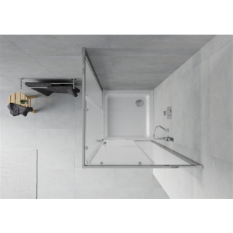 Mexen Rio štvorcový sprchovací kút 90 x 90 cm, mráz, chróm + plochá sprchová vanička - 860-090-090-01-30-4010