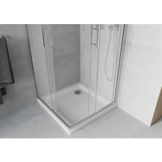 Mexen Rio štvorcový sprchovací kút 90 x 90 cm, mráz, chróm + plochá sprchová vanička - 860-090-090-01-30-4010