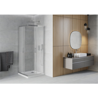 Mexen Rio štvorcový sprchovací kút 90 x 90 cm, mráz, chróm + plochá sprchová vanička - 860-090-090-01-30-4010