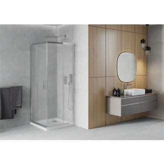 Mexen Rio štvorcový sprchovací kút 90 x 90 cm, mráz, chróm + plochá sprchová vanička - 860-090-090-01-30-4010