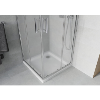 Mexen Rio štvorcový sprchovací kút 90 x 90 cm, mráz, chróm + plochá sprchová vanička - 860-090-090-01-30-4010