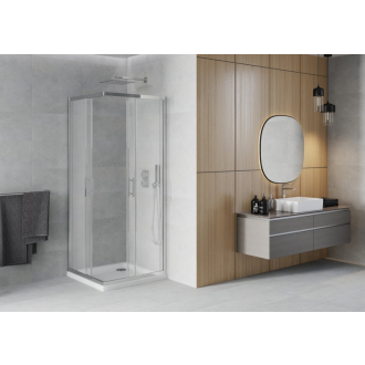 Mexen Rio štvorcový sprchovací kút 90 x 90 cm, mráz, chróm + plochá sprchová vanička - 860-090-090-01-30-4010
