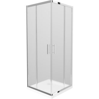 Mexen Rio štvorcový sprchovací kút 90 x 90 cm, mráz, chróm + plochá sprchová vanička - 860-090-090-01-30-4010