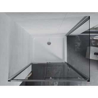Mexen Apia výsuvná sprchová kabína 140 x 80 cm, transparentná, chróm + plochá sprchová vanička - 840-140-080-01-00-4010