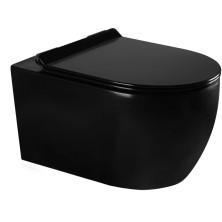 Záchodová misa Mexen Carmen Rimless so štíhlym soft-close sedátkom, Duroplast, matná čierna - 30880185