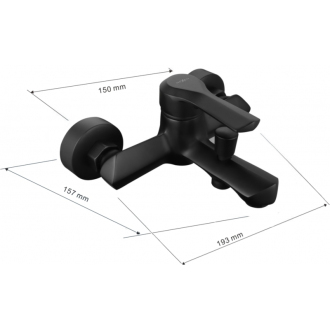 Mexen Sabre R05 vaňová batéria so sprchovacím setom, čierna - 7213R05-70