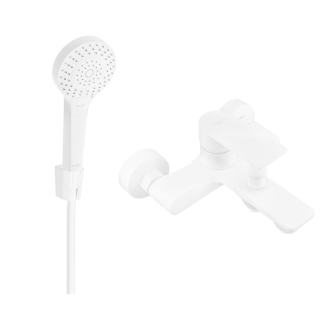 Mexen Royo R05 vaňová batéria so sprchovacím setom, biela - 7223R05-20