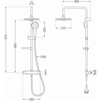 Mexen KX05 sprchový set termostatickou batériou, zlato/biela - 771500591-50